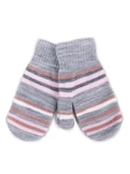 Rękawiczki dla dzieci - Rękawiczki Dziewczęce Jednopalczaste Dwuwarstwowe W Paski 14 Cm - miniaturka - grafika 1