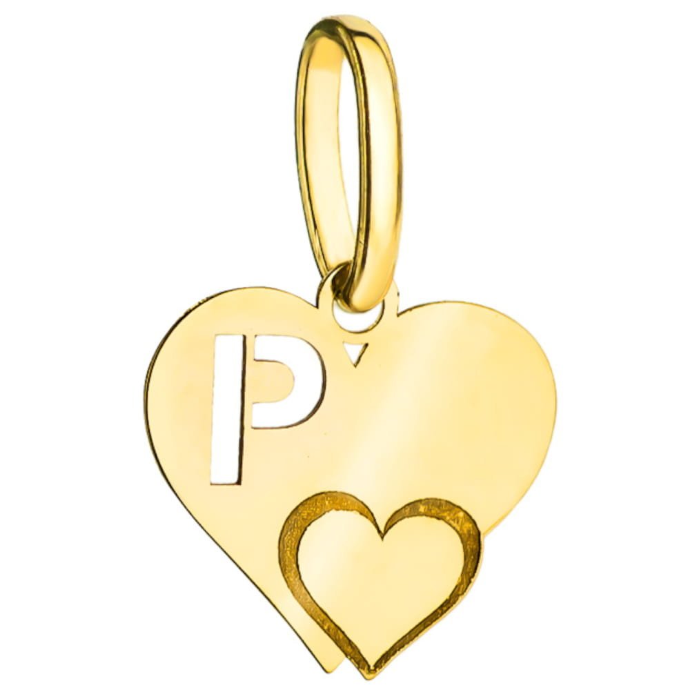 ZŁOTA ZAWIESZKA LITERKA P Z SERDUSZKIEM pr.585