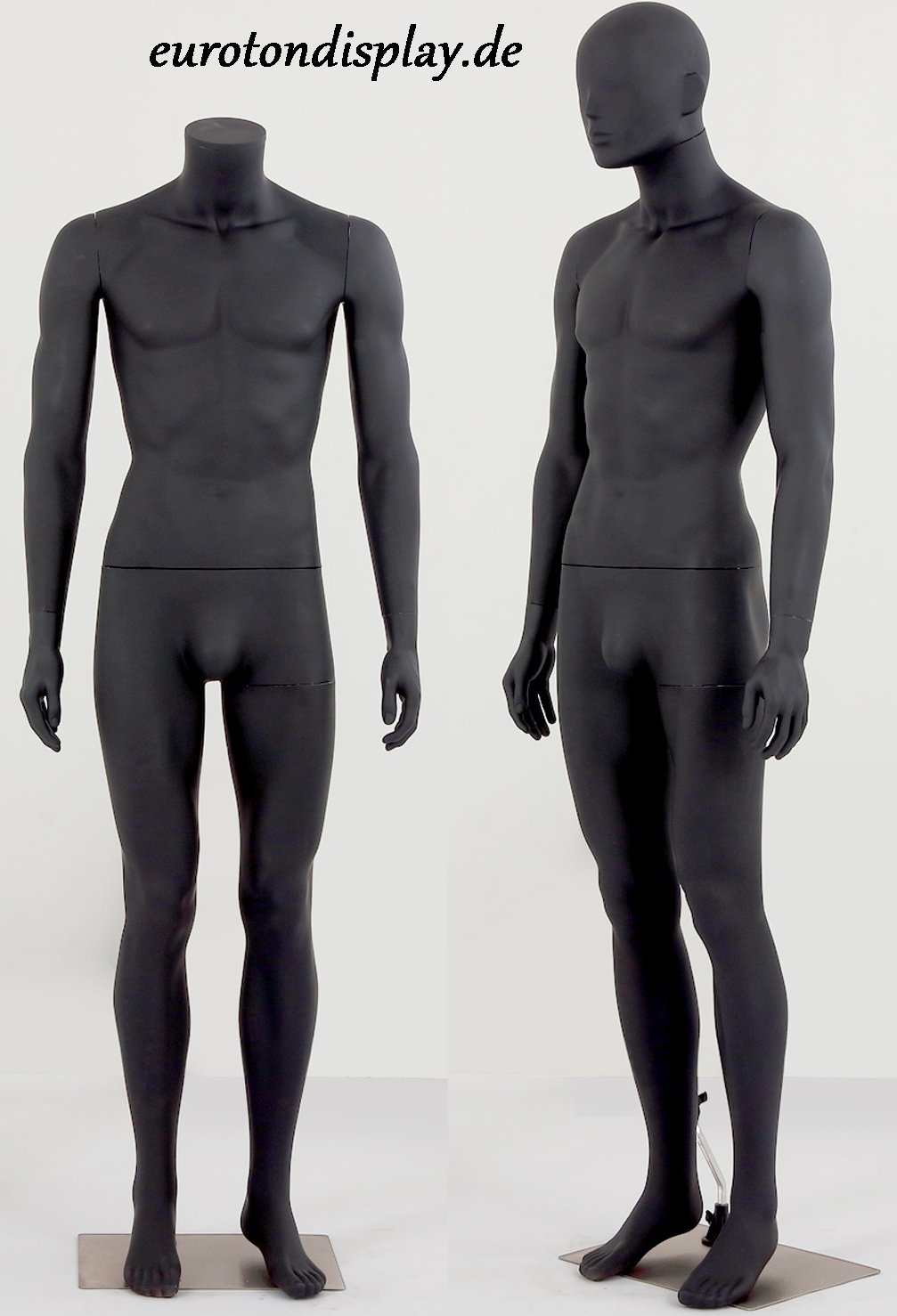 Eurotondisplay LM1-8 Nowy wysokiej jakości męski mężczyzna Piękny abstrakcyjny czarny matowy lakierowany manekin Odłączana głowa w kształcie nosa i ust