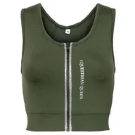 Koszulki jeździeckie - Koszulka croptop EQ.QUEEN Adeline 24SS damska zielona, rozmiar: S - miniaturka - grafika 1