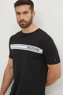 Koszulki męskie - Tommy Hilfiger t-shirt bawełniany męski kolor czarny z aplikacją UM0UM03196 - grafika 1