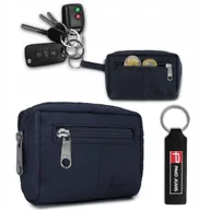 Etui na klucze - Małe ETUI SKÓRZANE Na Klucze Monety Karty Na Suwak GRANATOWE Pako Jeans - miniaturka - grafika 1