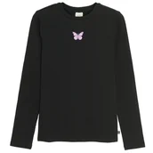 Bluzki dla dziewczynek - Cool Club, Bluzka dziewczęca z długim rękawem, prążkowana, czarna - miniaturka - grafika 1