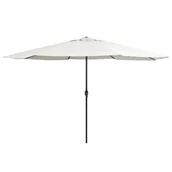 Parasole ogrodowe - vidaXL Parasol ogrodowy na stalowym słupku, 400 cm, piaskowy biały vidaXL - miniaturka - grafika 1
