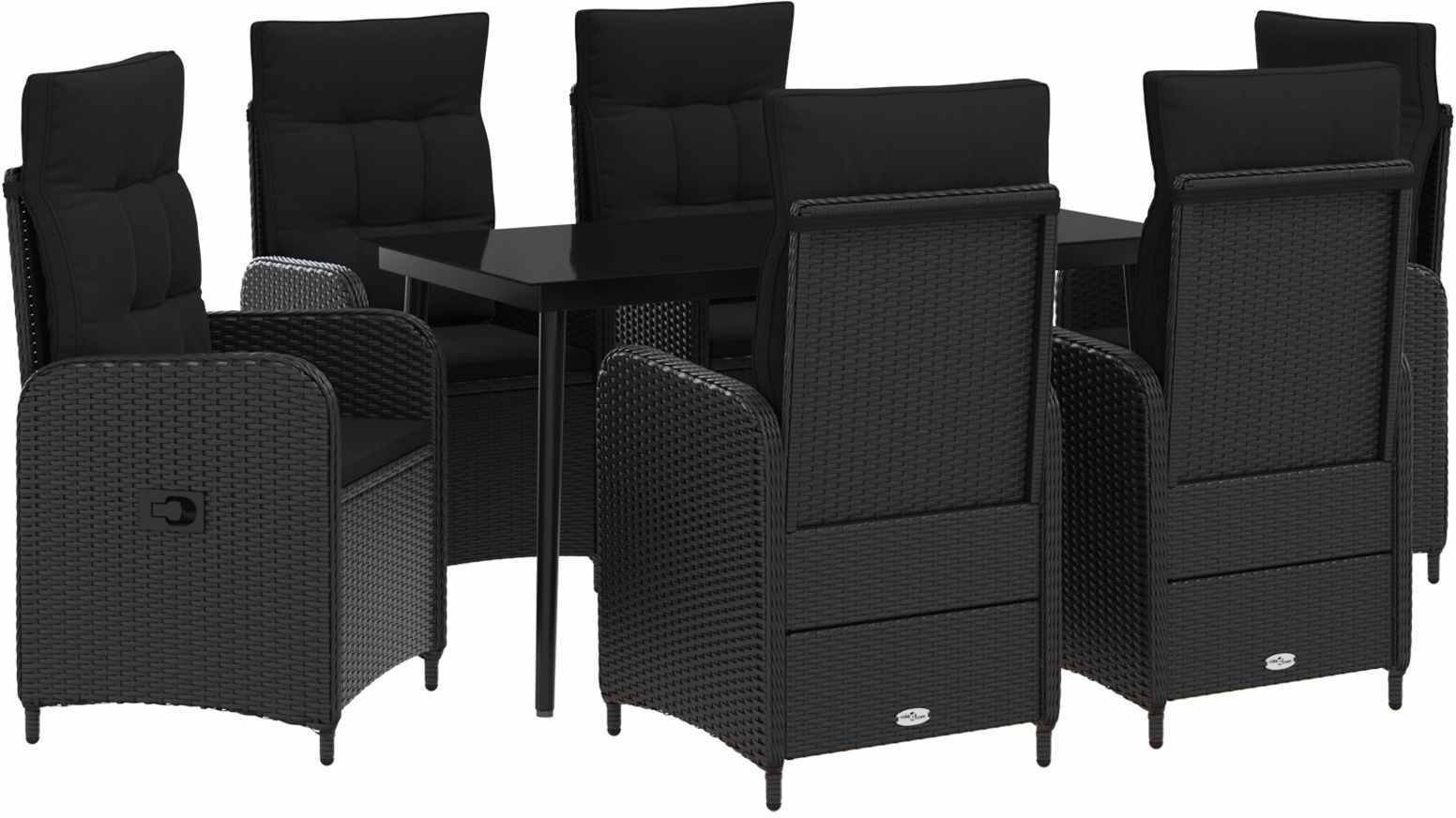 vidaXL Zestaw stolików kawowych z poduszką z poduszką 7 pcs Czarny 3422455