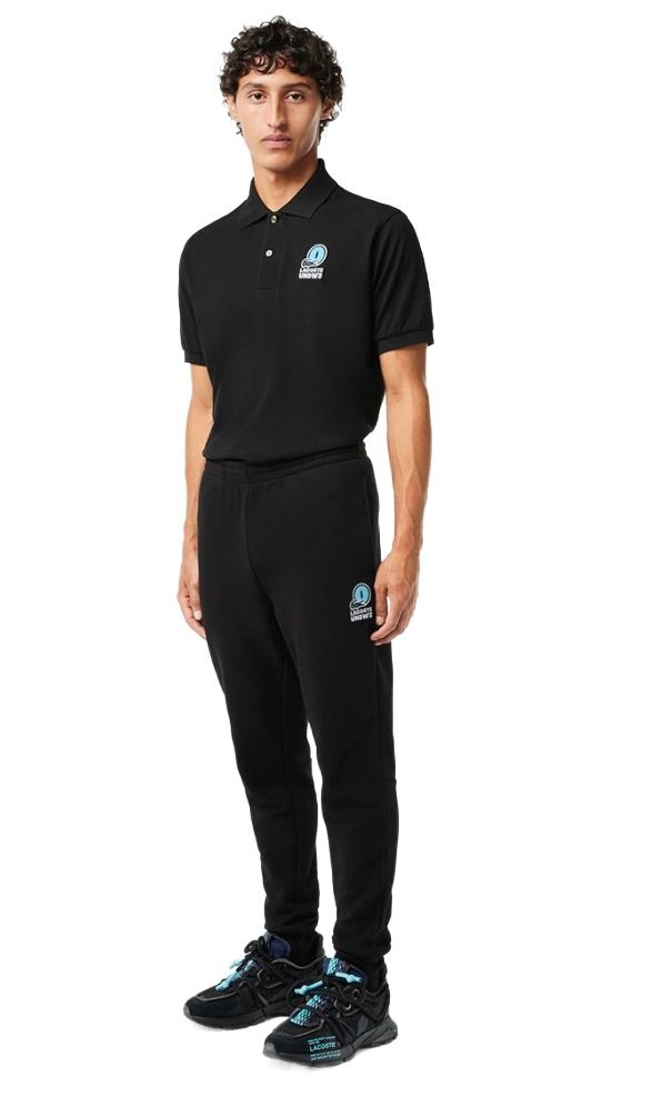 LACOSTE CZARNE SPODNIE DRESOWE Z HAFTEM I MANKIETAMI XS OPA