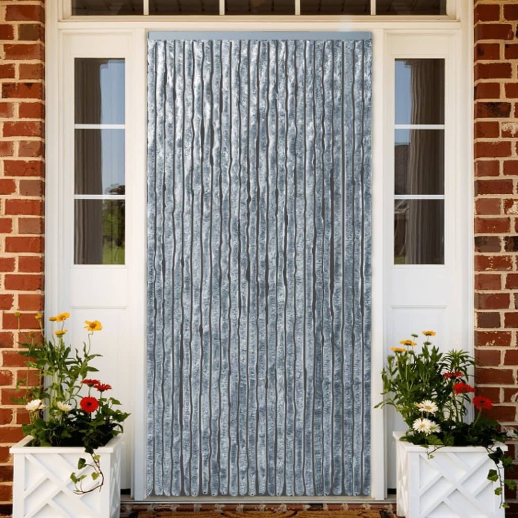 Zasłona przeciw owadom biało-szara 100x220 cm szenilowa