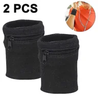 Portfele - 1 Piar Of Sport-wristband Woreczek na nadgarstek z zamkiem błyskawicznym Portfel na nadgarstek do biegania Sporty biały/czarny/niebieski Black - miniaturka - grafika 1