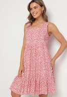 Sukienki - Różowa Bawełniana Sukienka Bez Rękawów w Kolorowe Plamki Nattelle - miniaturka - grafika 1