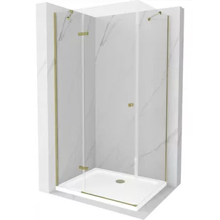 Mexen Roma kabina prysznicowa uchylna 80x100 cm, transparent, złota + brodzik Flat - Kabiny prysznicowe - miniaturka - grafika 1