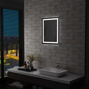vidaXL Ścienne lustro łazienkowe z LED i czujnikiem dotyku, 50x60 cm - Lustra - miniaturka - grafika 1