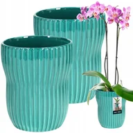 Donice - KOMPLET 2szt DONICZKA DONICA OSŁONKA Fi 11,5cm RYFLOWANA DO KWIATÓW ROŚLIN - miniaturka - grafika 1