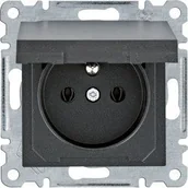Gniazdka elektryczne - Hager LUMINA-INTENSE-PASSION-Gniazdo-zasilające-z-uziemieniem-i-pokrywą-16-A-250-VAC-czarny WL1123 - miniaturka - grafika 1