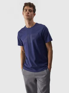 Męski t-shirt z nadrukiem 4F 4FWMM00TTSHM1844 - granatowy - Koszulki sportowe męskie - miniaturka - grafika 1