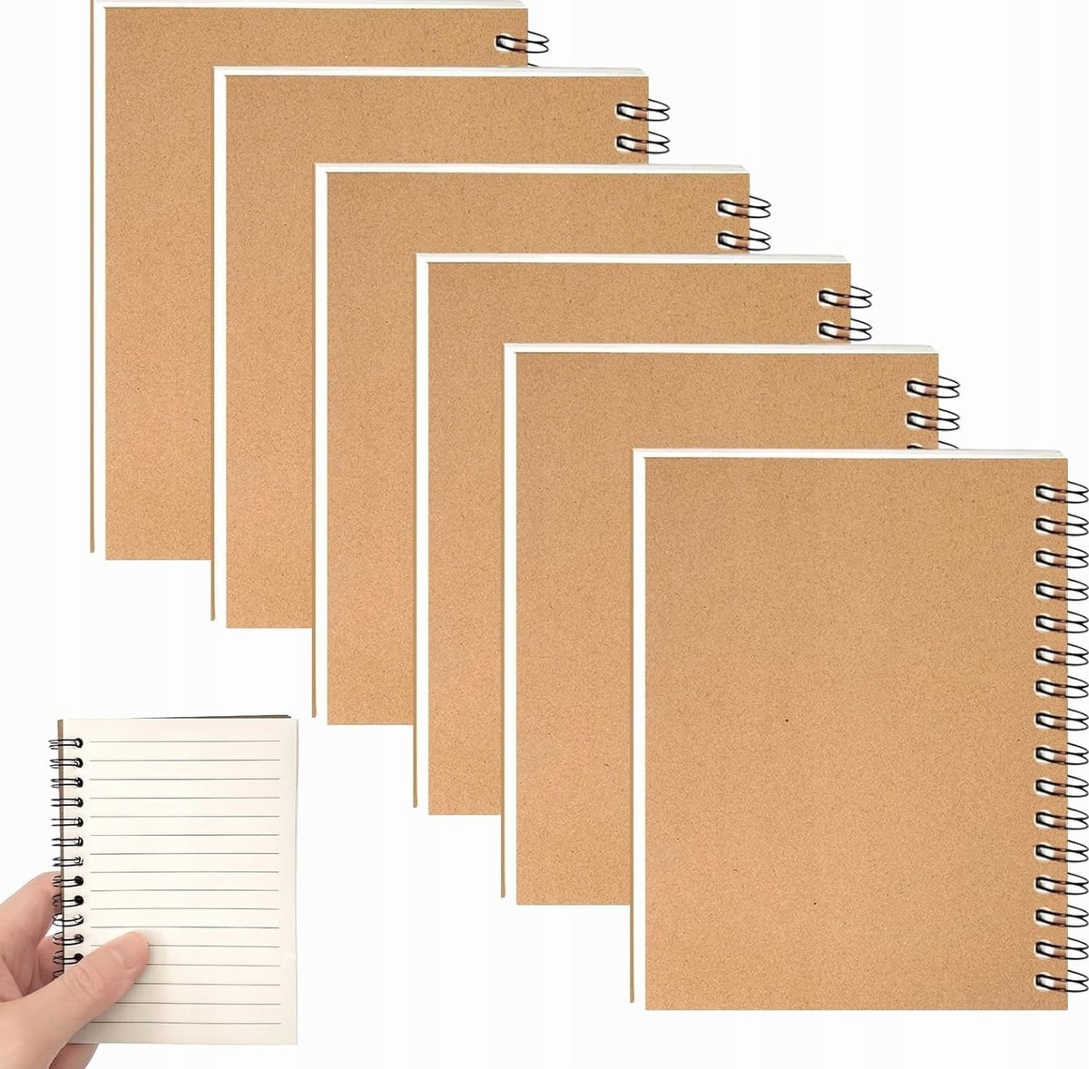 NOTESY 6 SZTUK A6 100MM X 140MM GRUBY PAPIER SPIRALNE BROWNOWE