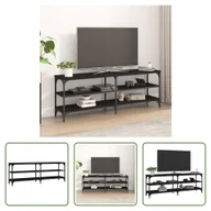 Szafki RTV - The Living Store szafka pod telewizor czarna 140x30x50 cm materiał drewnopochodny - miniaturka - grafika 1