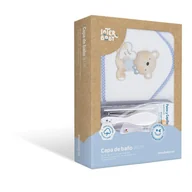 Okrycia kąpielowe dla dzieci - Okrycie kąpielowe 100x100 Love you + szczoteczka i grzebień biały niebieski ręcznik z kapturkiem - miniaturka - grafika 1