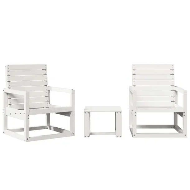 Zestaw mebli ogrodowych białe sosna 40x38x28,5 + 2x57,5x63x76 cm