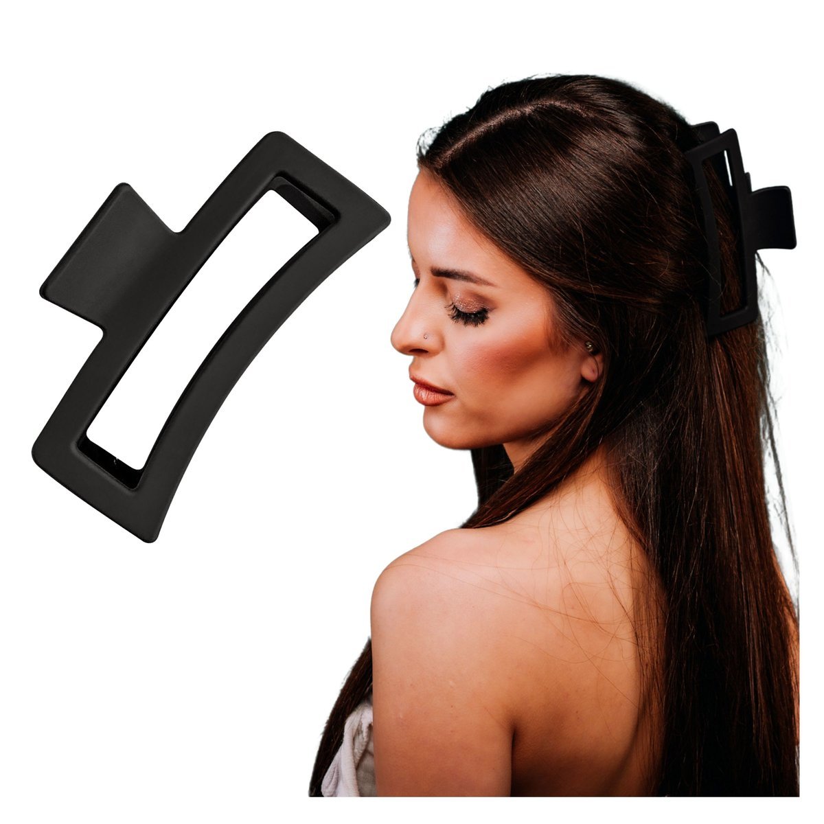 Klamra do Włosów Czarna XXL Spinka Francuska Matowa Lekka i Wytrzymała