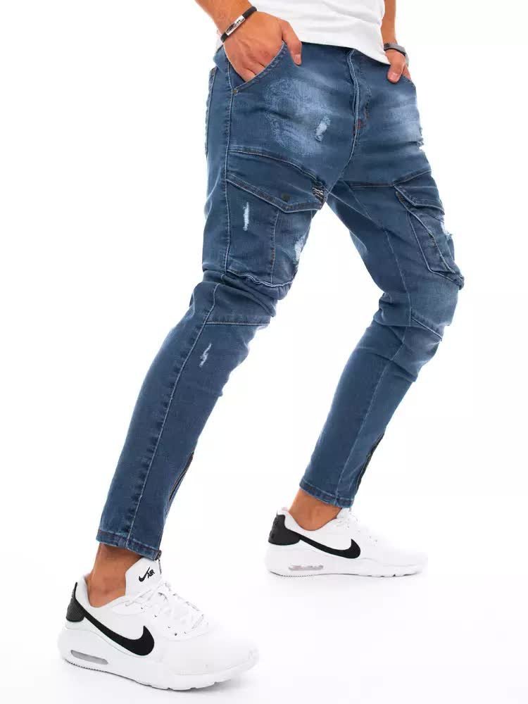 Spodnie męskie jeansowe typu bojówki niebieskie Dstreet UX3293-34