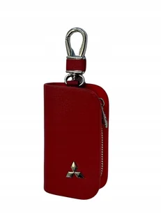 SKÓRZANE ETUI na klucze MITSUBISHI KLUCZYK samochodowy ELEGANCKI czerwony - Etui na klucze - miniaturka - grafika 1