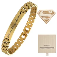 Bransolety męskie - Bransoletka męska pozłacana stalowa Z GRAWEREM ele - miniaturka - grafika 1