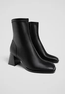 Kozaki damskie - Stradivarius Kozaki na średnim obcasie z elastyczną cholewą Czarny 39 - miniaturka - grafika 1