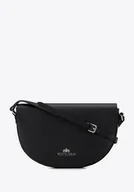 Torebki damskie - Damska saddle bag z groszkowanej skóry czarno-srebrna - miniaturka - grafika 1