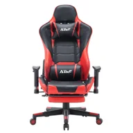 Fotele gamingowe - Fotel gamingowy kubełkowy krzesło dla gracza ergonomiczny z podnóżkiem czerwono-czarny Ryan - miniaturka - grafika 1