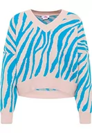 Swetry damskie - myMo Damski sweter z dzianiny 12419546, Różowy turkus, XS-S - miniaturka - grafika 1