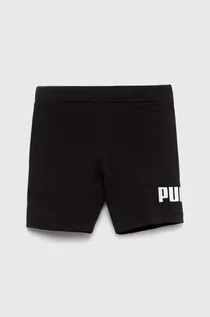 Spodnie i spodenki dla dziewczynek - Puma szorty dziecięce ESS+ Logo Short Leggings G kolor czarny z nadrukiem - grafika 1