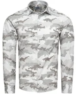 Koszule męskie - Koszula męska slim biała w szare wzory Recea - miniaturka - grafika 1