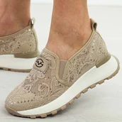 Półbuty damskie - Beżowe przewiewne skórzane półbuty damskie Vinceza 66721 - miniaturka - grafika 1