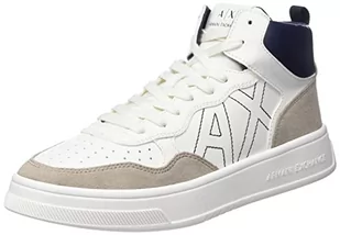 Armani Exchange Damskie sneakersy Seattle Mid z kontrastowym wyszywanym logo, Off White Beige, 40.5 EU - Sneakersy damskie - miniaturka - grafika 1