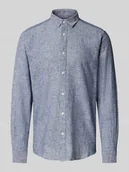 Koszule męskie - Koszula lniana o kroju slim fit z kołnierzykiem typu kent model ‘CAIDEN’ - miniaturka - grafika 1