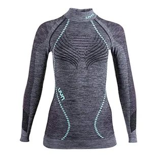 UYN UYN damska koszulka AMBITYON UW LG_SL Turtle Neck podkoszulek, Black Melange/Pink/Aqua, XS U100055B617XS - Koszulki i topy damskie - miniaturka - grafika 1