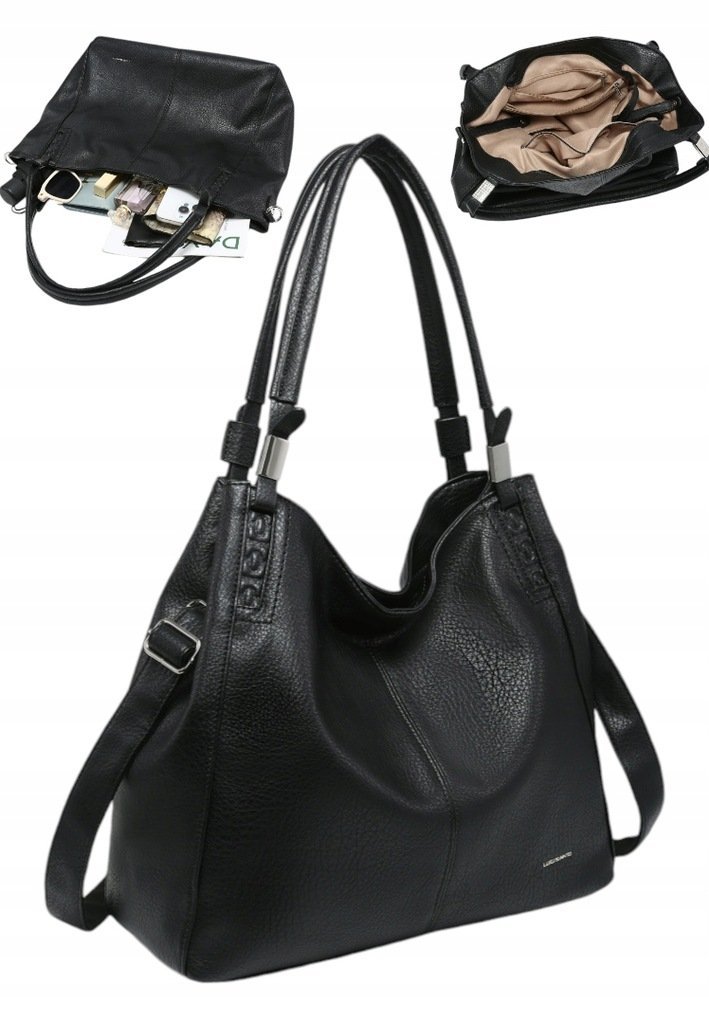 Torebka Torba Damska Shopper LUIGISANTO Format A4 Pasek V6600 Black