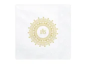 Pamiątka Pierwszej Komunii Świętej - PartyDeco Serwetki Komunijne IHS 33x33cm złote SP33-63-019 - miniaturka - grafika 1