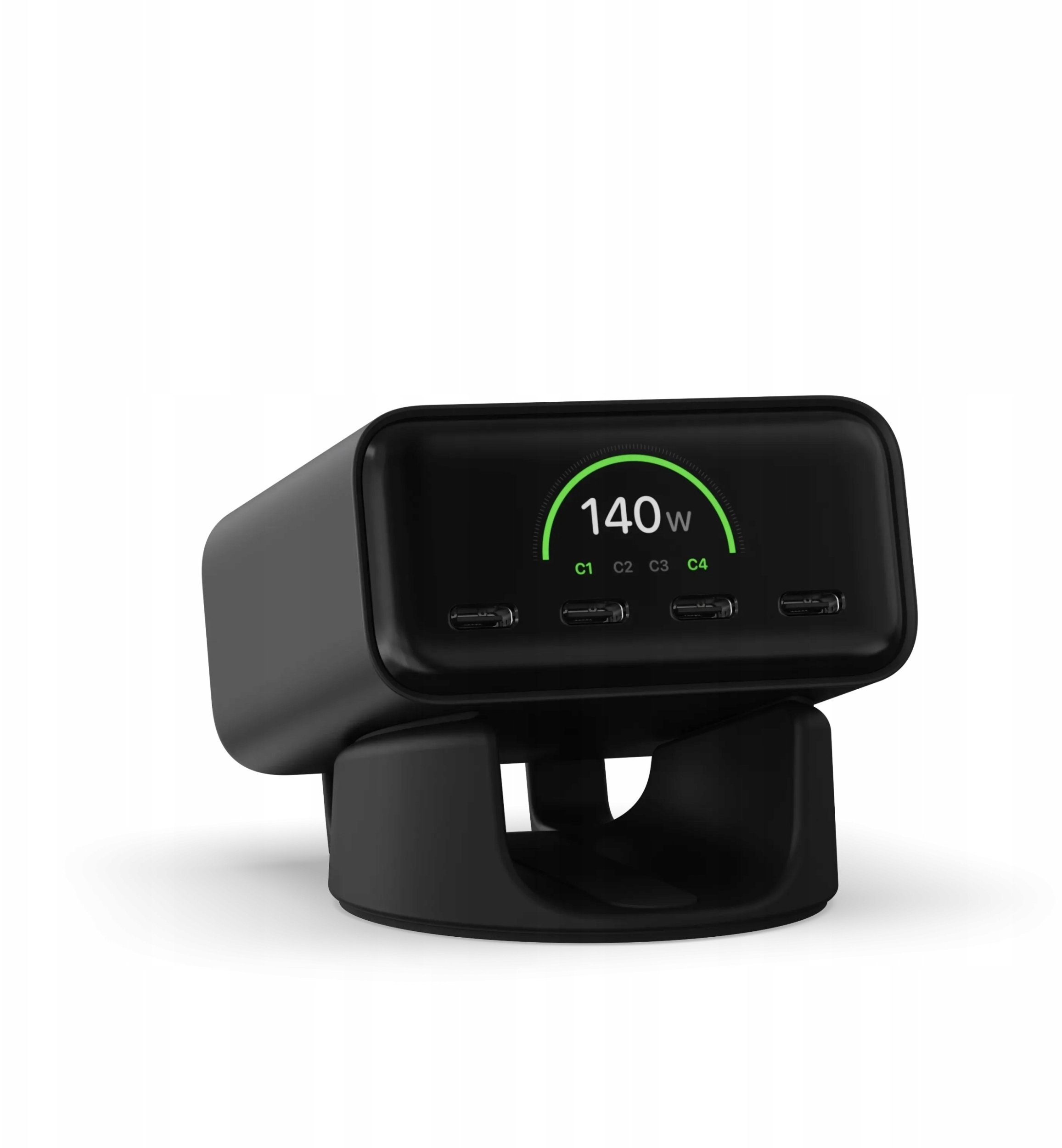 Zasilacz do laptopa Satechi Ładowarka sieciowa Satechi ChargeView GaN 140W z wyświetlaczem, 4xUSB-C space black STH238
