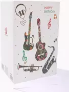 Kartki okolicznościowe i zaproszenia - Karnet B6 NME-004 Brokat Urodziny Instrumenty - Fresh - miniaturka - grafika 1