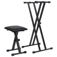 Taborety i hokery - VidaXL Statyw pod keyboard z podwójną ramą i taboretem, czarny 70097  VidaXL - miniaturka - grafika 1