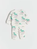 Komplety dla niemowląt - Reserved - Bawełniany komplet z nadrukiem - kremowy - miniaturka - grafika 1