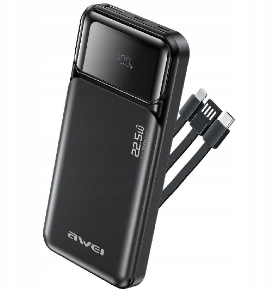 Awei PA-91 10000mAh 22,5W PD 2xUSB-C + kabel czarny