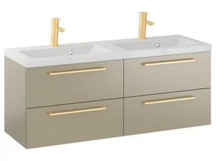 Szafka Wisząca Z Umywalką RON 120 cm DUO - Cappuccino Mat - Uchwyty Złote Szczotkowane - Szafki łazienkowe - miniaturka - grafika 1