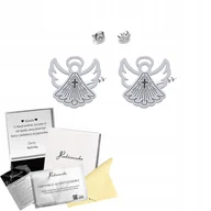 Kolczyki - Kolczyki Srebrne z Aniołkiem 925 Prezent I Komunia Święta ŻYCZENIA GRATIS - miniaturka - grafika 1