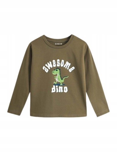 SHEIN BLUZKA CHŁOPIĘCA ZIELONA PRINT 134 V3T