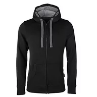 Bluzy męskie - HRM Męska bluza z kapturem I Premium bluza z kapturem męska z kontrastową podszewką wewnętrzną I Basic Hoodie z zamkiem błyskawicznym I Zip Hoodie I wysokiej jakości i trwała odzież męska, czarny, S - miniaturka - grafika 1
