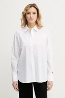 Koszule damskie - Tommy Hilfiger koszula bawełniana damska kolor biały relaxed z kołnierzykiem klasycznym WW0WW48190 - miniaturka - grafika 1