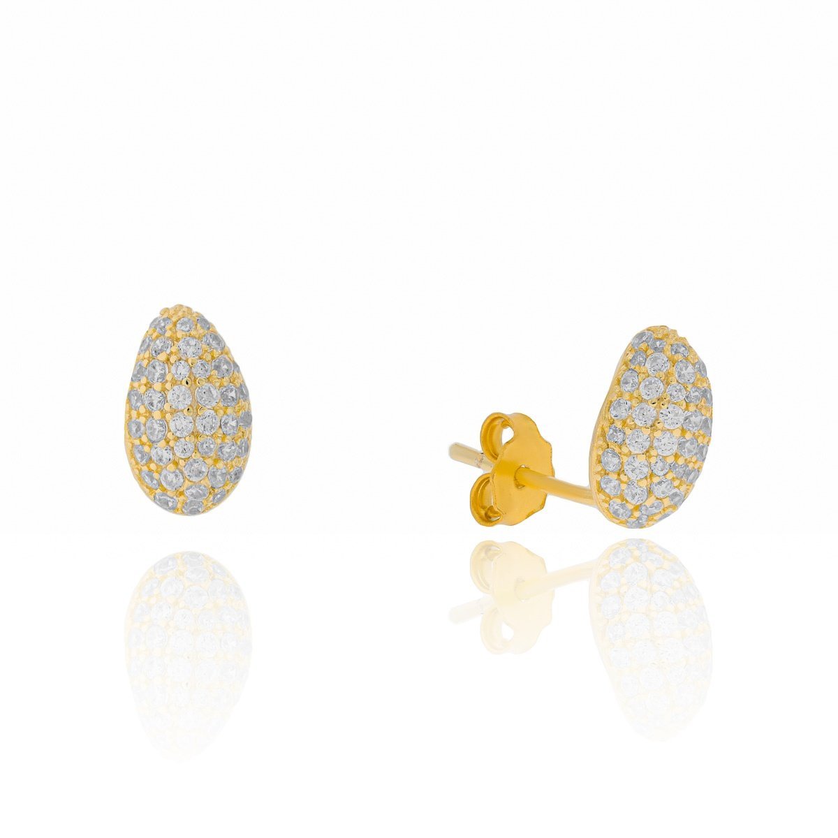 Srebrne pozłacane kolczyki łezki z cyrkoniami sztyfty pr. 925