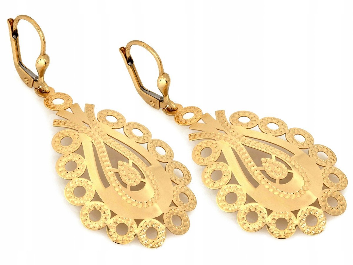 Kolczyki damskie złote 585 wiszące boho 14k 4.33g 52.5x22.9mm na prezent